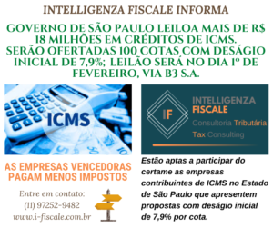 Governo de São Paulo leiloa mais de R$ 18 milhões em créditos de ICMS